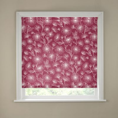 Floral Blackout Roller Blind - 2ft - Red.
